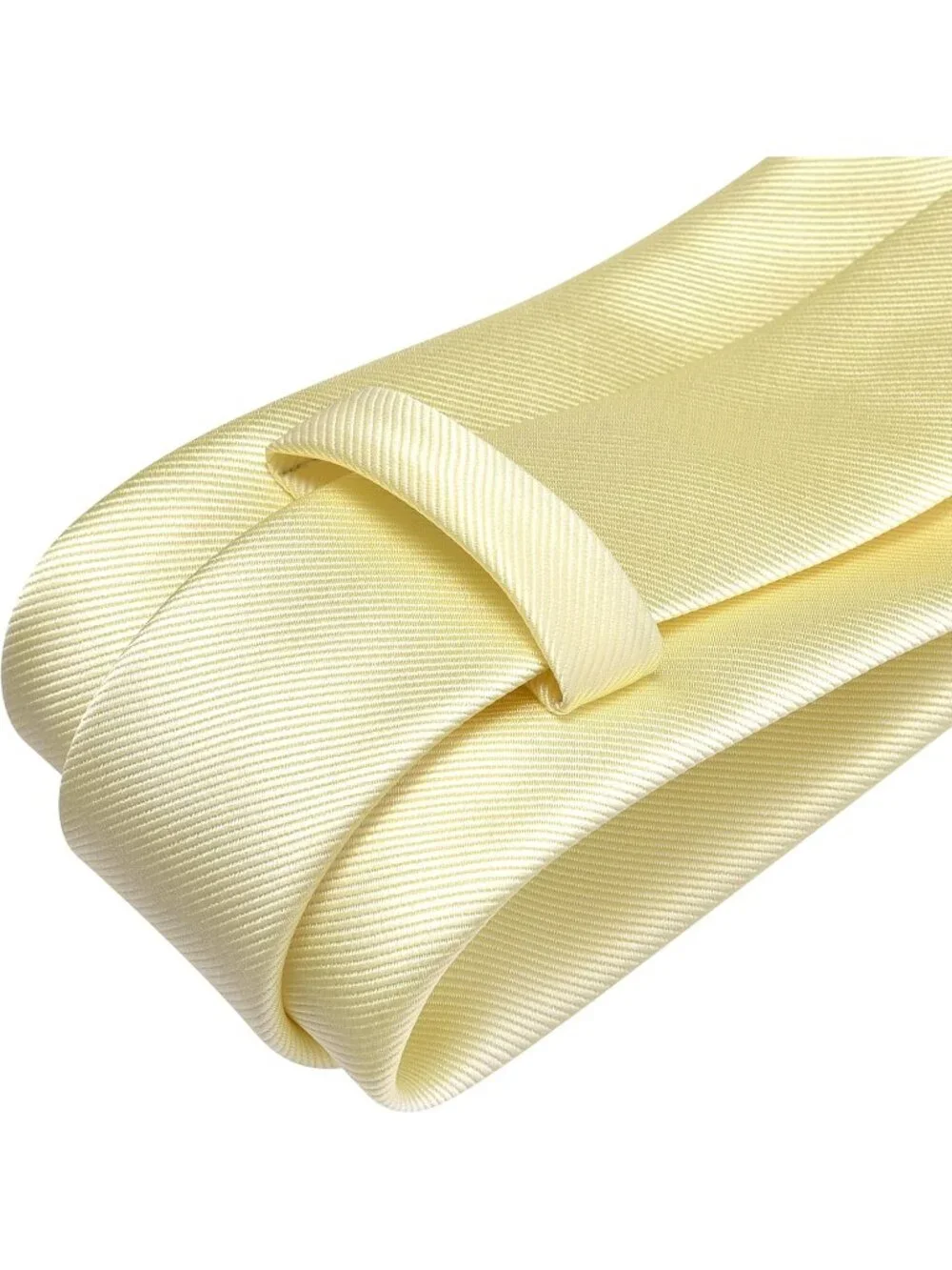 Men's Light Yellow Solid Twill Textured Formal Silk Necktie For Wedding Dress
